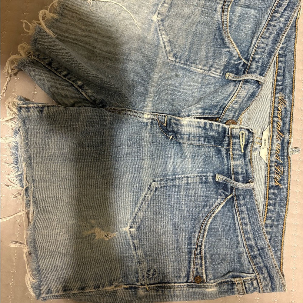 Abercrombie & Fitch Distressed Light Blue Denim Shorts